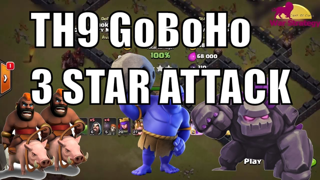 TH9 GoBoHo 3 STAR ATTACK - Clash Of Clans War Attack Strategy