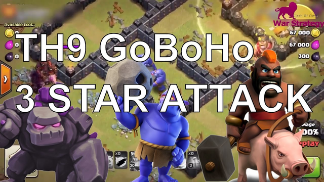 TH9 GoBoHo 3 STAR ATTACK - clash of clans war attack strategy