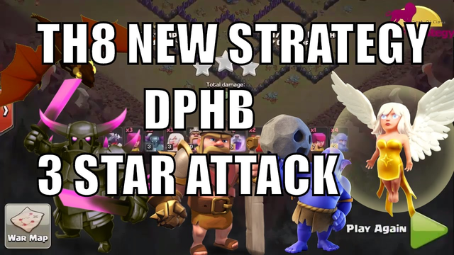 TH8 HPHB 3 STAR ATTACK - clash of clans war attack strategy