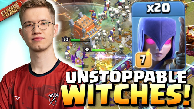 Cronos creates UNSTOPPABLE Wall of Skeletons with 20 WITCHES vs TH16 Base! Clash of Clans