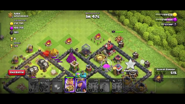 NINE BASE  THREE STAR OF CLASH OF CLANS VIDEO