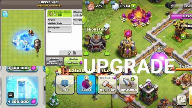Upgrade freeze spell And Mortar (clash of clans)