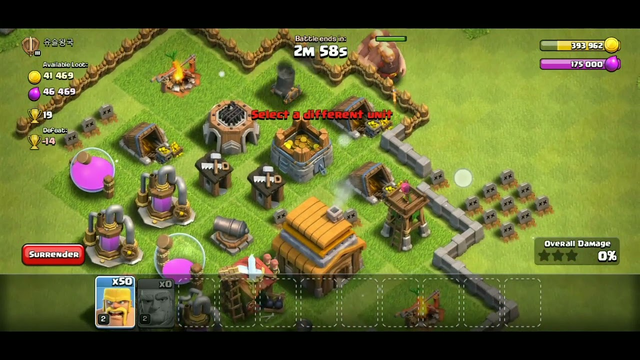 new video of clash of clans (coc) attack with (lvl 2) 50barbarians and 6gaints