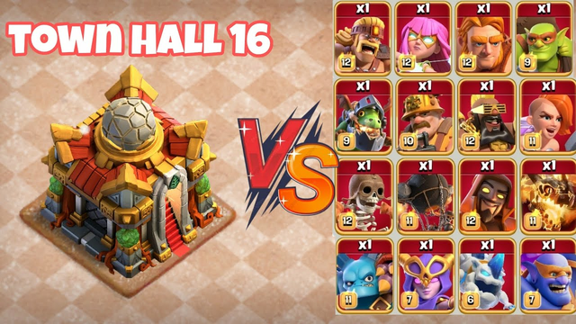 Town Hall 16 vs All Max Super Troops - Clash Of Clans