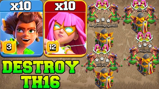 Th16 Attack Strategy With New Root Rider & Super Archer !! Best Th16 Attack in Clash Of Clans