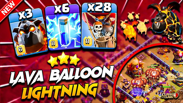 TH16 LAVALOON Attack Strategy With Lightning (Clash Of Clans) | Lava & Balloon Th16 Attack Strategy