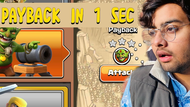 PayBack in 1 Sec on GOBLIN BASE | CLASH OF CLANS ATTACK ON GOBLINS BASE #clashofclans #coc
