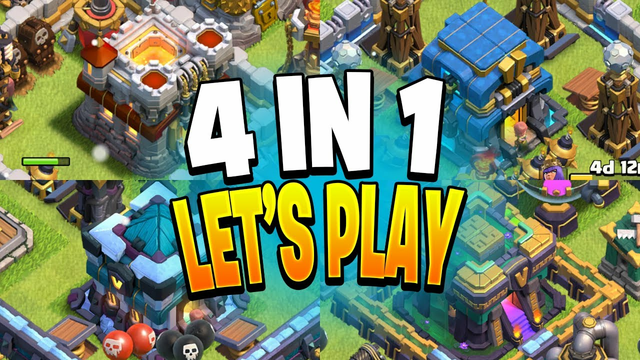 Playing 4 Clash of Clans Accounts in 1 Video!
