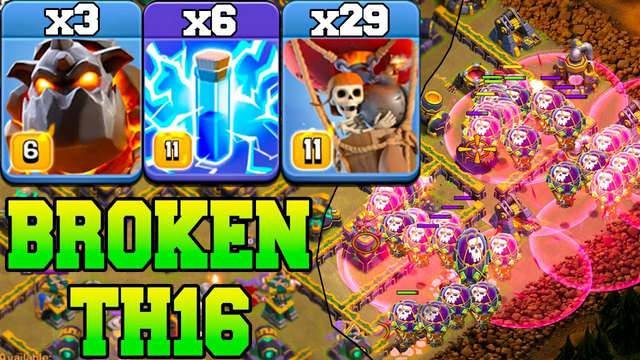 Th16 Lavaloon Attack Strategy With Zap Spell !! 3 Lava + 29 Balloon + 6 Zap Th16 Attack Strategy COC