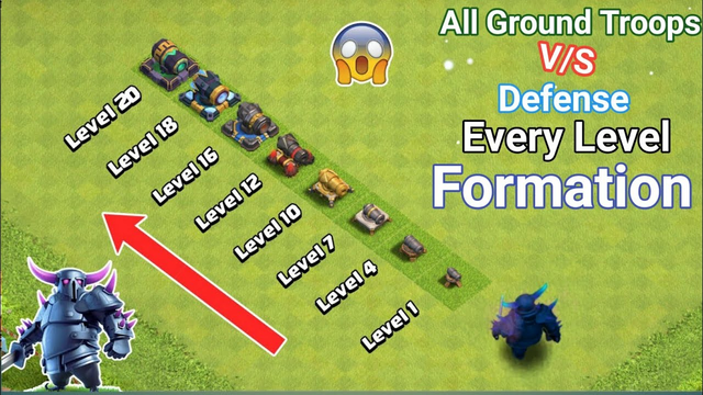 All Ground Troops VS Every Level Defense Formation | Clash of Clans