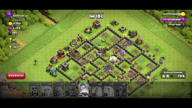 Clash Of Clans.Bowler attack on town hall level 9.