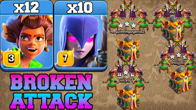 Th16 Attack Strategy With New Root Rider + Witch !! Best Th16 Attack in Clash Of Clans CWL