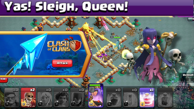 Easily 3 star Yas! Sleigh, Queen  (clash of clans)