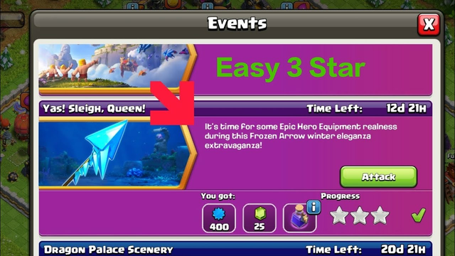 Easily 3 star Yas! Sleigh, Queen Challenge l Clash of Clans l COC New event