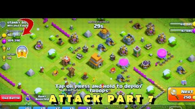 CLASH OF CLANS 61 ARCHERs ,8 GIANTs ,  6 BALLOONS AND LIGHTNING SPELL||