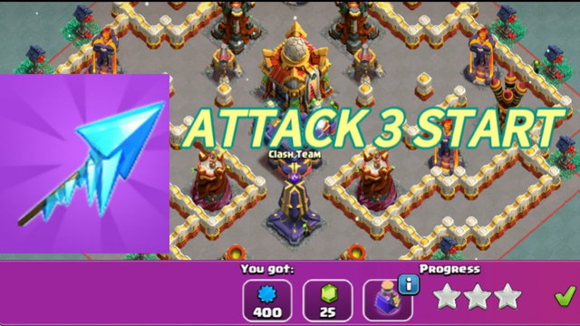 NEW EVENT SLEIGH QUEEN BAS ATTACK WITH 3 START || CLASH OF CLANS || #video #shorts #coc