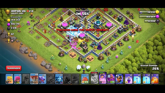 47 trophy in th13 base .clash of clans.