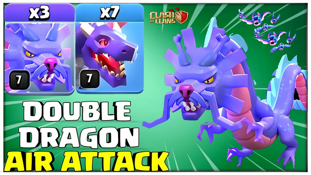 DOUBLE DRAGON BAT TH12 AIR ATTACK (CLASH OF CLANS)