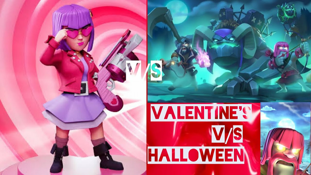 valentine's Archer queen VS Halloween Troops (clash of clans)