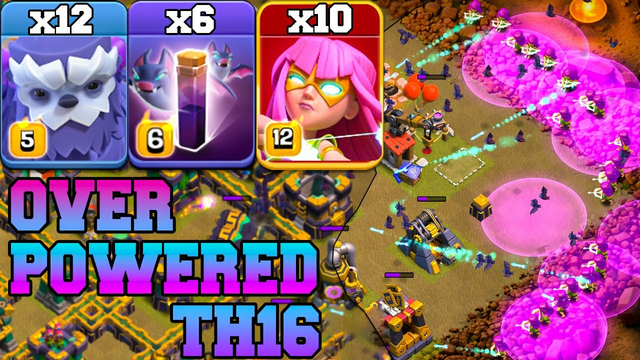 Overpowered Yeti Super Archer Bat Spell Th16 Attack Strategy 2024 !! Clash of Clans Town Hall 16