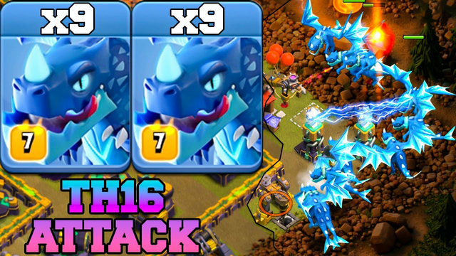 9 Electro Dragon Attack Th16 Guide !! Best Th16 Attack Strategy in Clash of Clans 2024