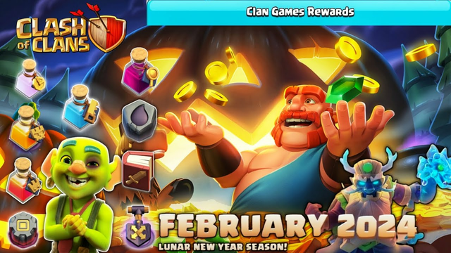 February 2024 Clan Games Rewards | Clash Of Clans | Clash X U | Lunar New Year Season Clan Games