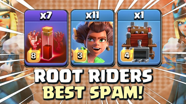 TH16 BEST SPAM META! Root Riders Spam is Crazy Power 3 Star Th16 War Strategy 2024 - Clash Of Clans