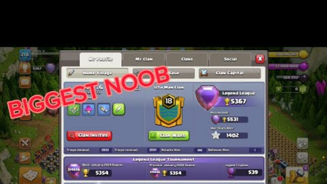 BIGGEST NOOB MAKES IT TO LEGENDS (Clash of Clans)