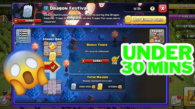 Dragon Festival Pass Speedrun: Complete in Under 30 Minutes! Clash of Clans Strategy