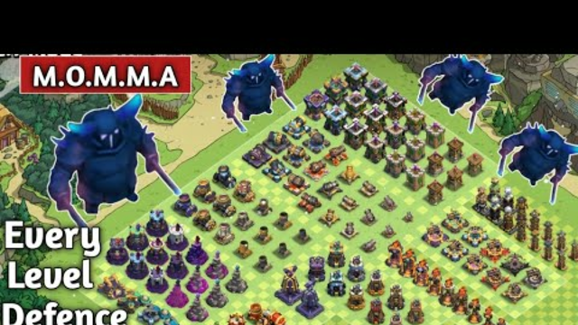 M.O.M.M.A Vs Every Level Defence - clash of clans