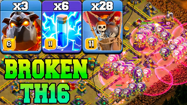 Th16 Lavaloon Attack Strategy With Zap Spell !! 3 Lava + 28 Balloon + 6 Zap Th16 Attack Strategy COC