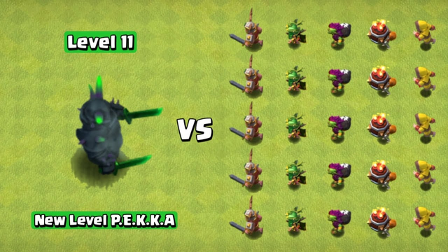 *NEW LEVEL* P.E.K.K.A vs. All Ground Troops (Normal & Super) | Clash of Clans