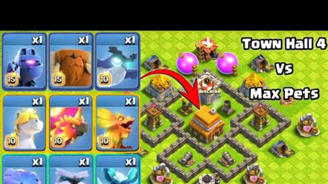 Town Hall 4 Vs Every Max Pets | Clash Of Clans