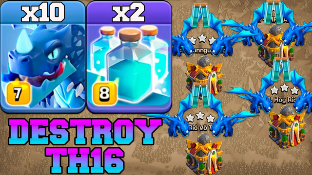 Th16 New Electro Dragon + Clone Spell Attack Strategy !! Th16 best attack strategy - clash of clans