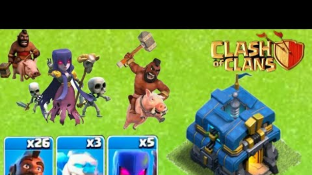 3 ICE GOLEM + 26 HOG ! Th 12 new attack strategy ( Clash of clans )
