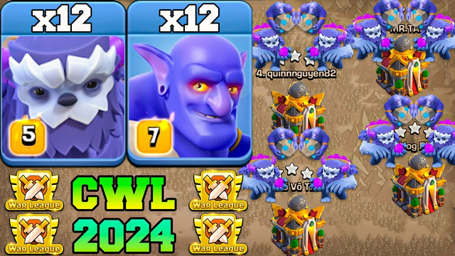 Th16 Yeti Bolwer Smash CWL !! Best Th16 Attack Strategy 2024 Clash Of Clans Town Hall 16