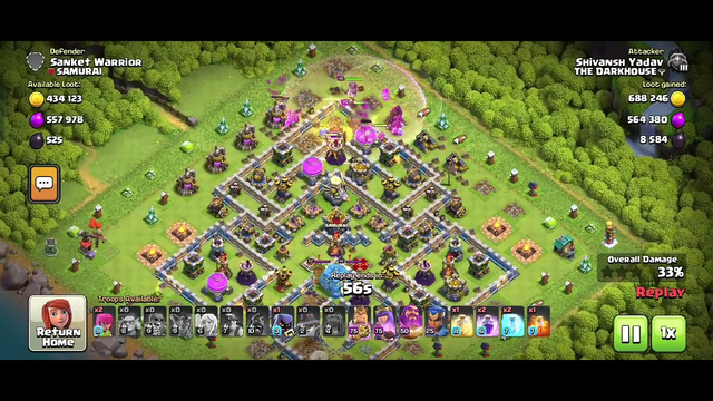 clash of clans attack 100% Townhall 12 (powerful base)