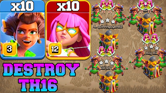 NEW Root Rider With Super Archer Attack Th16   BEST Th16 Attack Strategy in Clash of Clans