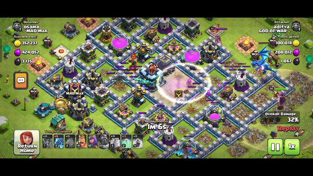 CLASH OF CLANS I ATTACK A TH 13 BASE WITH MY TH 12 BASE