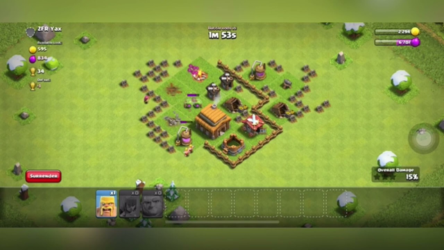 Attacking a village in Clash of Clans