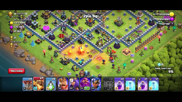 Super dragon and stone thrower combo 3* clash of clans