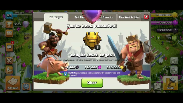 I joined legend league in clash of clans
