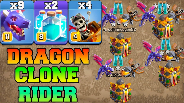 Max Dragon Clone With Dragon Rider Th16 Attack Strategy !! Best Th16 Attack 2024 in Clash Of Clans