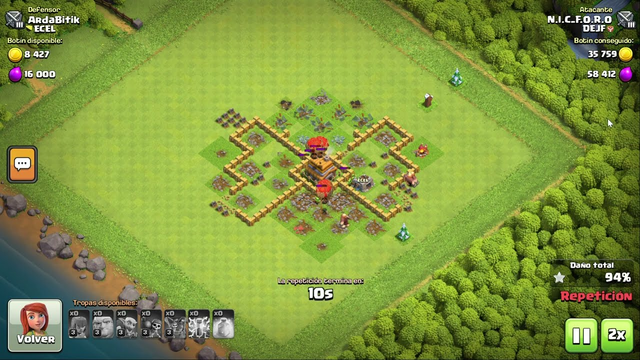 Award of 34 Trophies on Attacking a Village (Almost Town Hall 6) - Clash of Clans