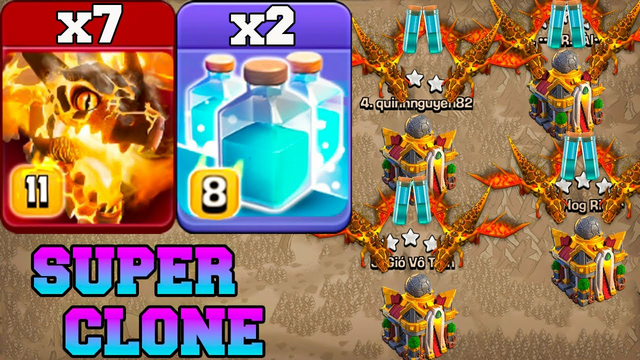 Th16 Super Dragon Attack Strategy with Clone Spell !! Best Th16 Attack Strategy in Clash Of Clans