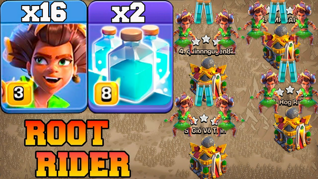 Best Th16 Clone Root Rider Attack Strategy!! 16 Root Rider Clash of Clans TH16 Attack Strategy - COC