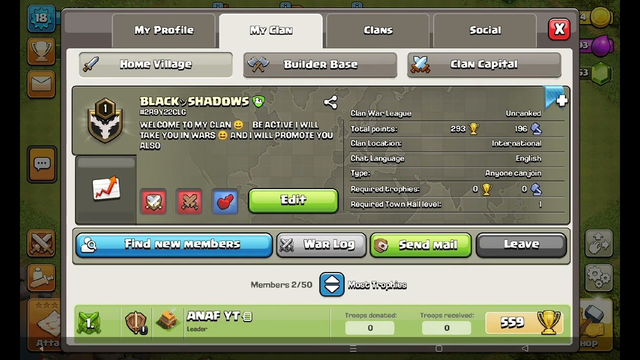 my clash of clans clan id join my clan and play with me | #anafyt #viral #clashofclans #tengelele