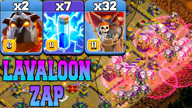 Th16 Lavaloon Attack Strategy With Zap Spell !! 2 Lava + 32 Balloon + 7 Zap Th16 Attack Strategy COC