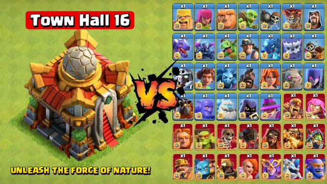 Town Hall 16 vs. One MAX Troops! | Clash of Clans
