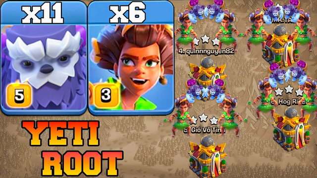 NEW Root Rider With Yeti Attack Th16 !! BEST Th16 Attack Strategy in Clash of Clans CWL 2024